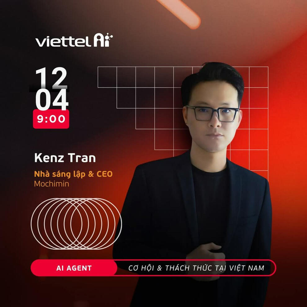 Kenz Tran – Viettel AI Speaker on Vietnam’s AI Frontier Kenz Tran, MOCHIMIN CEO, featured speaker at Viettel AI Talk, discussing AI-driven productivity and marketing automation opportunities in Vietnam.